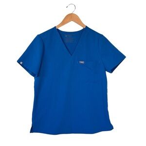 FIGS Catarina Scrub Top Women Technical collection Medium Blue Blouse V-neck